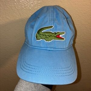 Lacoste Big Crocodile Cap in Sky Blue 100% Cotton Embroidered Adjustable